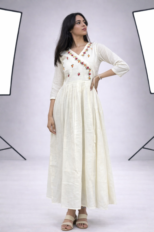 Ivory Bloom Anarkali Kurti