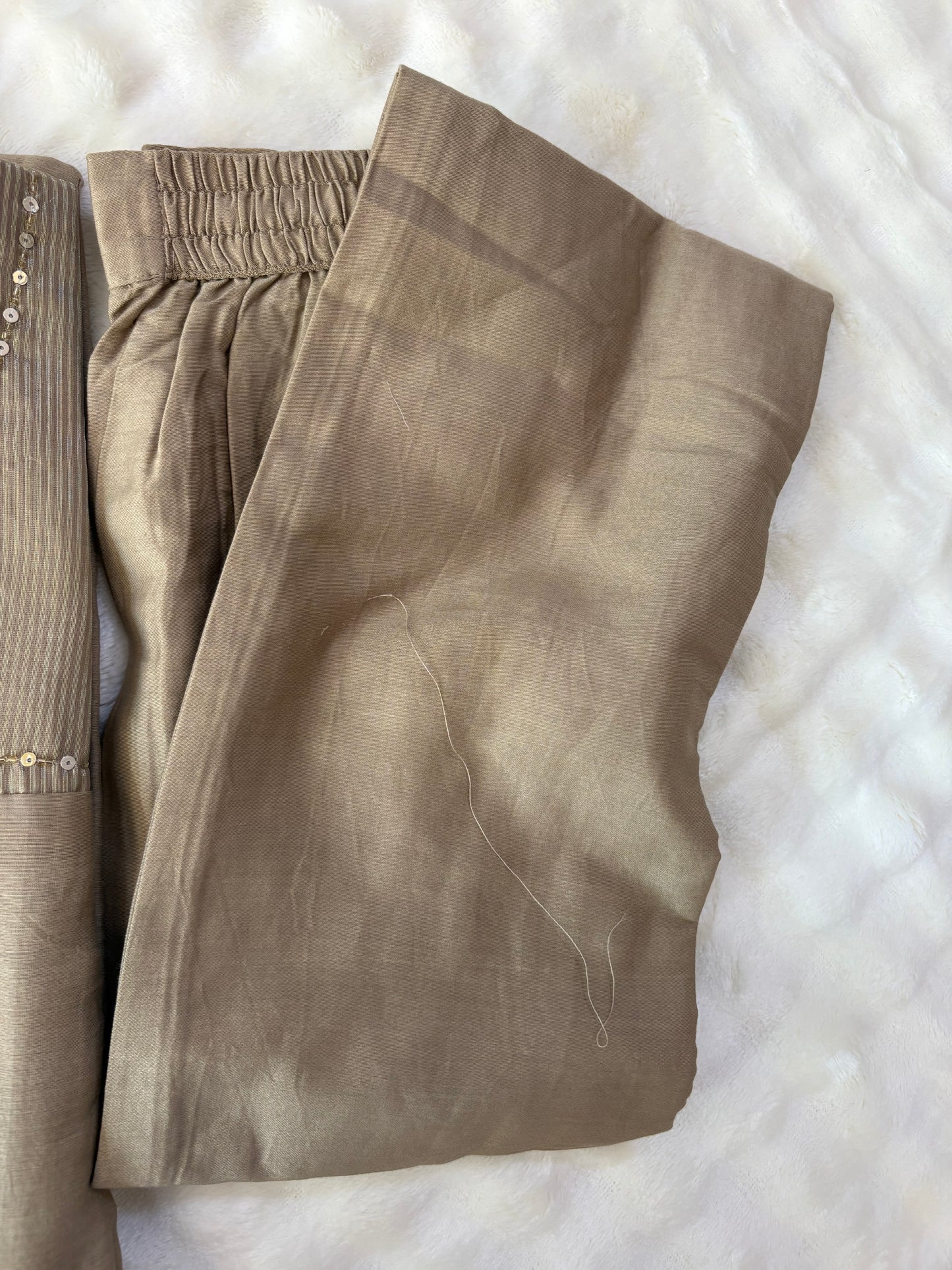 ✨ Grayish Brown Mul Chanderi Suit – Elegant Handcrafted Luxury-3 Pcs Suit