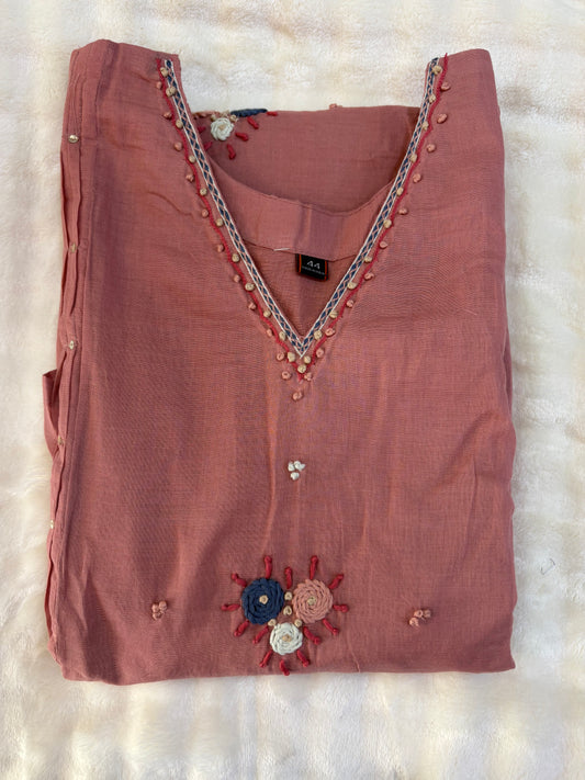 🌸 Reddish Pink Mulmul 3-Piece Suit